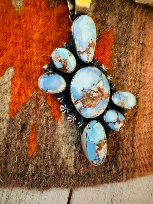 Navajo Golden Hills Turquoise & Sterling Silver Pendant by Paul Livingston