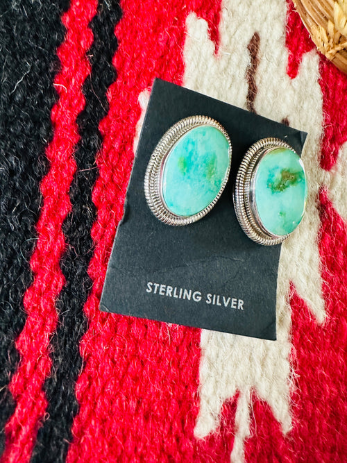 Navajo Sterling Silver & Sonoran Mountain Turquoise Post Earrings