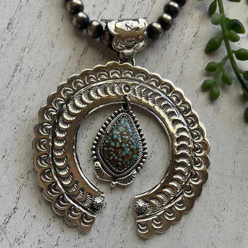 “The Statement Pendant” Handmade & Number 8 Turquoise Naja Pendant