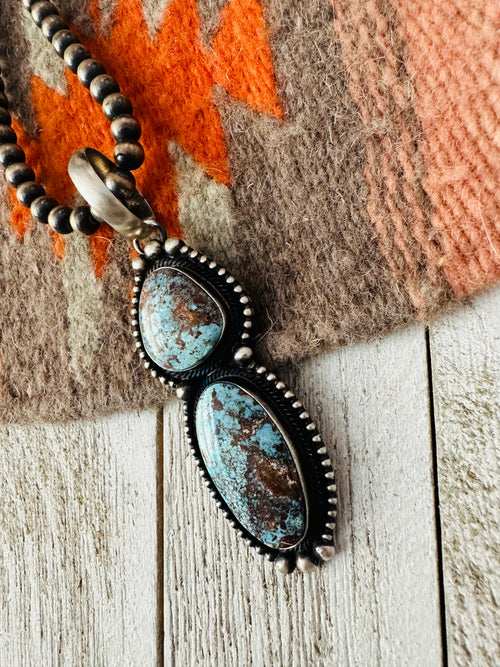 Navajo Golden Hills Turquoise & Sterling Silver Pendant