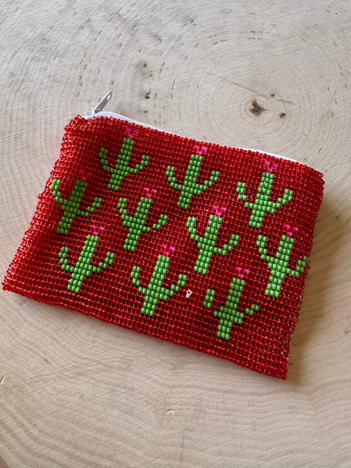 Handmade Beaded Saguaro Cactus Coin Purse