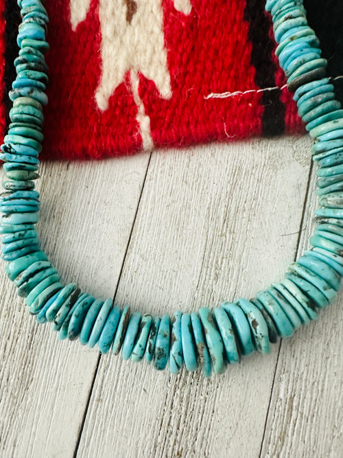 Navajo Turquoise and Sterling Silver Beaded Necklace 20”