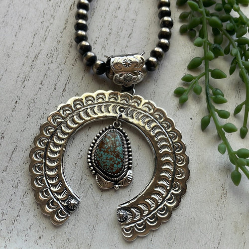 “The Statement Pendant” Handmade & Number 8 Turquoise Naja Pendant