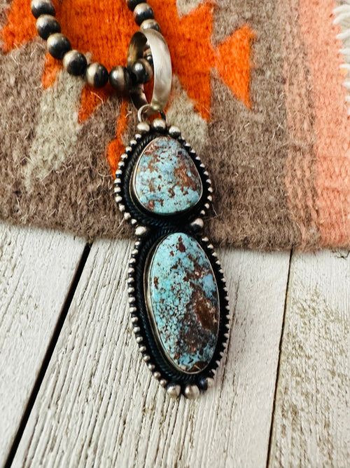 Navajo Golden Hills Turquoise & Sterling Silver Pendant