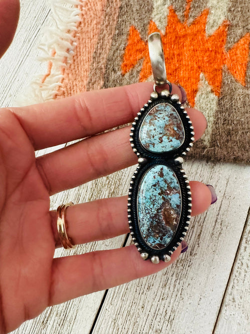 Navajo Golden Hills Turquoise & Sterling Silver Pendant