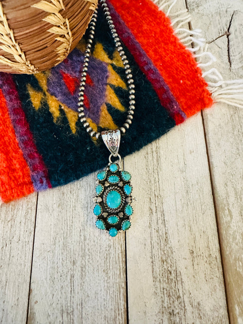 Handmade Sterling Silver & Turquoise Cluster Pendant