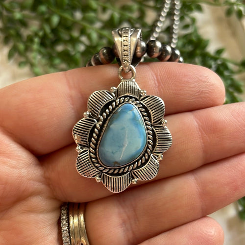 Nizhoni Handmade Sterling Silver & Golden Hills Turquoise Pendant