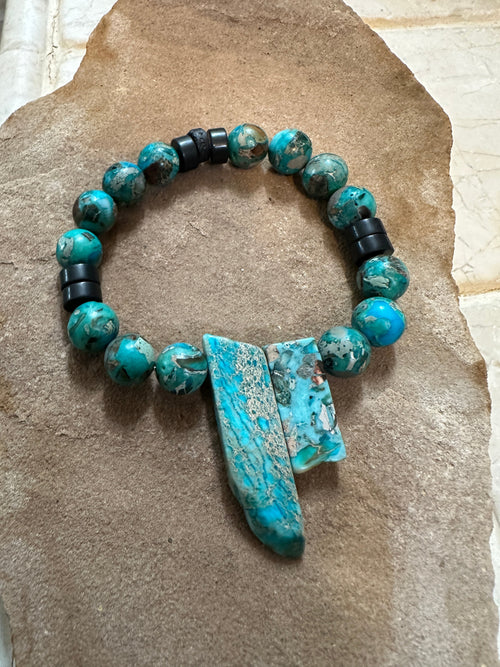 Handmade Chrysocolla Beaded Bracelet ￼