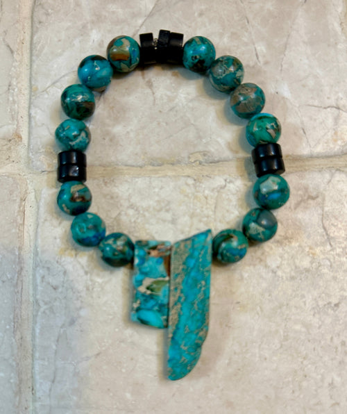 Handmade Chrysocolla Beaded Bracelet ￼