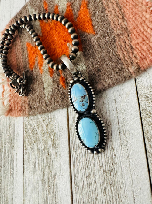 Navajo Golden Hills Turquoise & Sterling Silver Pendant