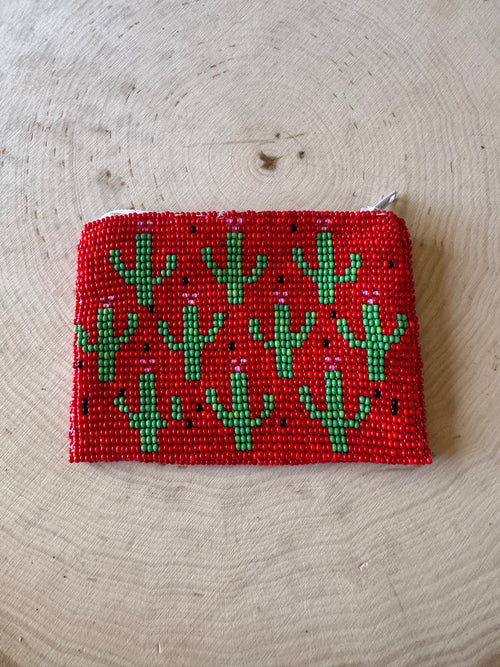 Handmade Beaded Saguaro Cactus Coin Purse