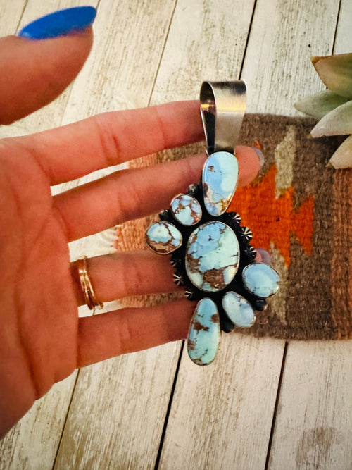 Navajo Golden Hills Turquoise & Sterling Silver Pendant by Paul Livingston