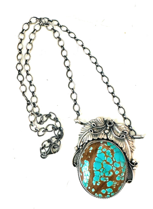 Navajo Sterling Silver & Number 8 Turquoise Necklace