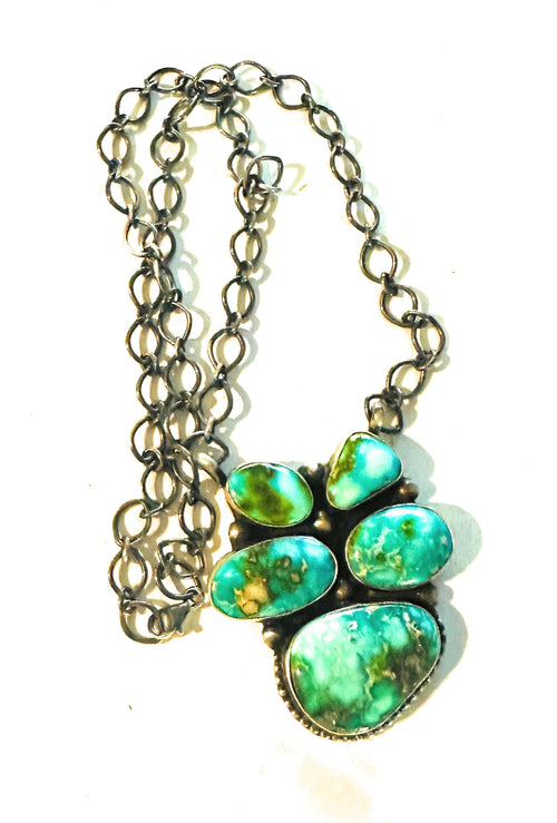 Navajo Sterling Silver & Sonoran Mountain Turquoise Necklace