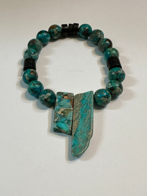 Handmade Chrysocolla Beaded Bracelet ￼