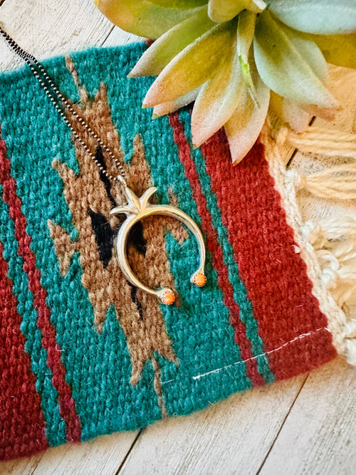 Navajo Sterling Silver & Orange Spiny Naja Pendant