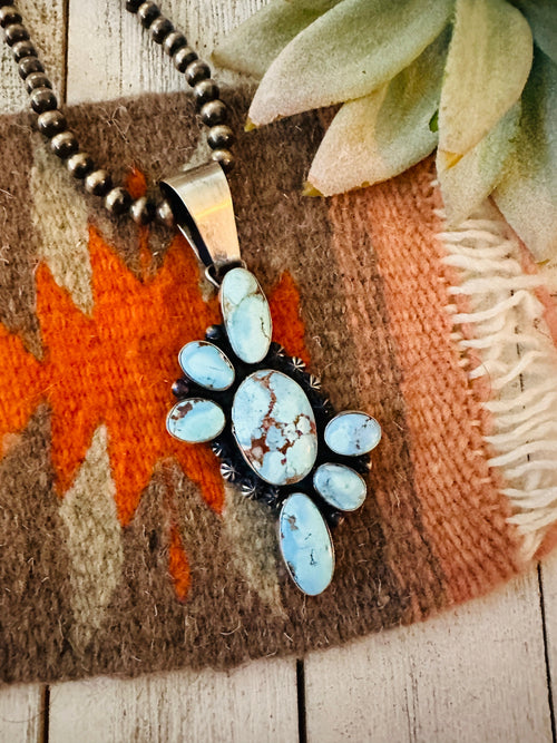 Navajo Golden Hills Turquoise & Sterling Silver Pendant by Paul Livingston