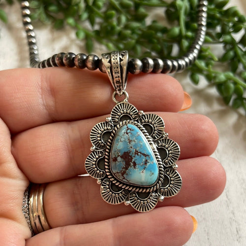 Nizhoni Handmade Sterling Silver & Golden Hills Turquoise Pendant