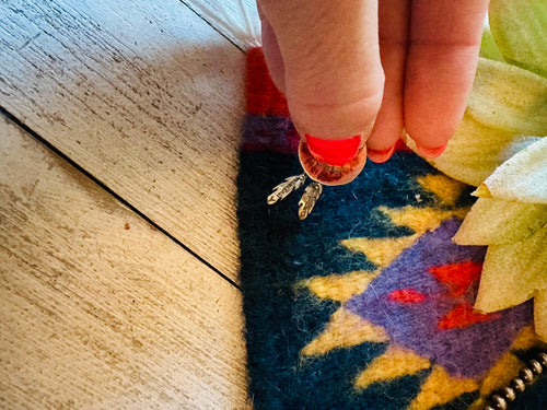 Navajo Sterling Silver & Turquoise Feather Pendant