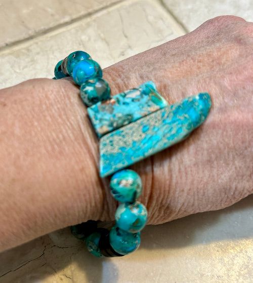 Handmade Chrysocolla Beaded Bracelet ￼