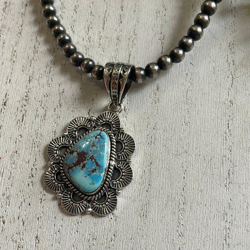 Nizhoni Handmade Sterling Silver & Golden Hills Turquoise Pendant