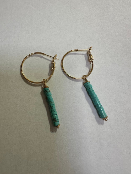 “The Golden Collection” AZ GLOW Handmade Turquoise Beaded & 18k Gold Plated Earrings