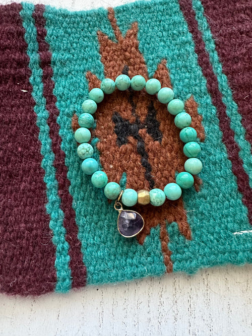 Handmade Beaded Stretch Turquoise Bracelet