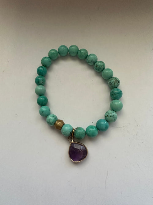 Handmade Beaded Stretch Turquoise Bracelet