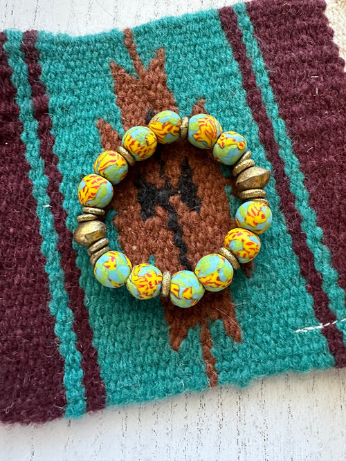 Handmade Beaded Stretch Turquoise Bracelet