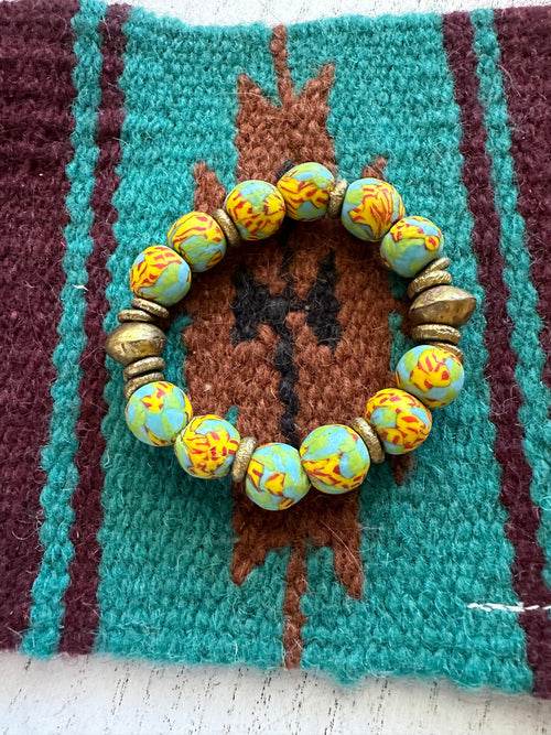 Handmade Beaded Stretch Turquoise Bracelet