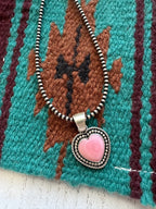 Navajo Pink Conch & Sterling Silver Heart Pendant