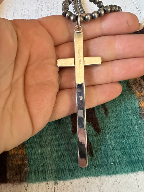 Handmade Turquoise & Sterling Silver Cross Pendant