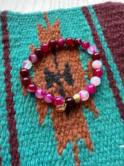 Handmade Beaded Pink Stretch Bracelet