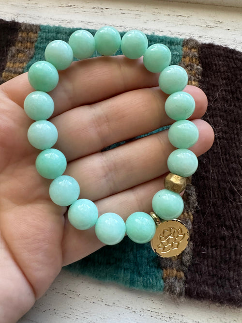 Handmade Aqua Blue Beaded Stretch Bracelet