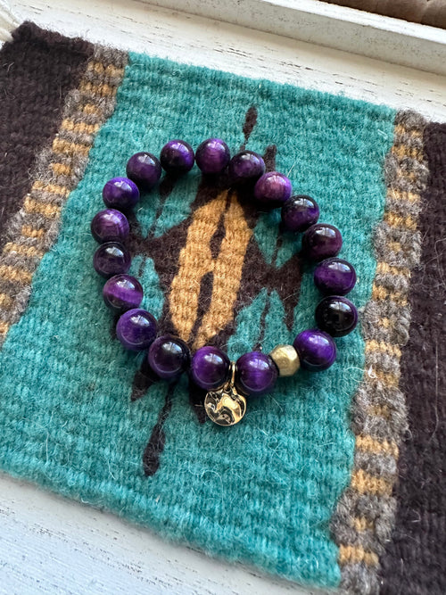 Handmade Beaded Purple Stretch Bracelet