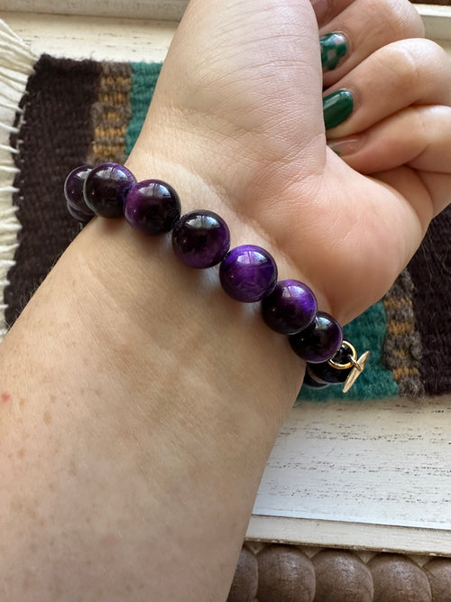 Handmade Beaded Purple Stretch Bracelet