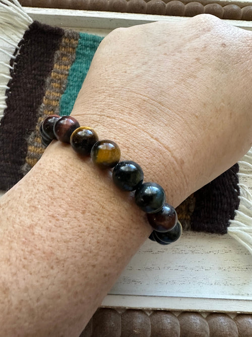 Handmade Beaded Brown Tigers Eye Stretch Bracelet