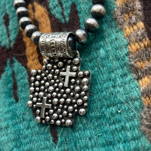 Beautiful Navajo Sterling Silver Cross Pendant Signed A Douglas