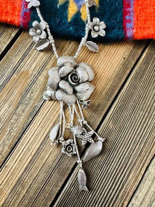 Handmade Sterling Silver Flower Necklace