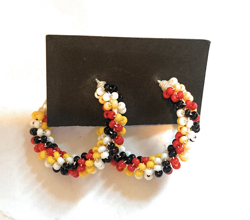 Navajo Handmade Beaded Hoop Earrings