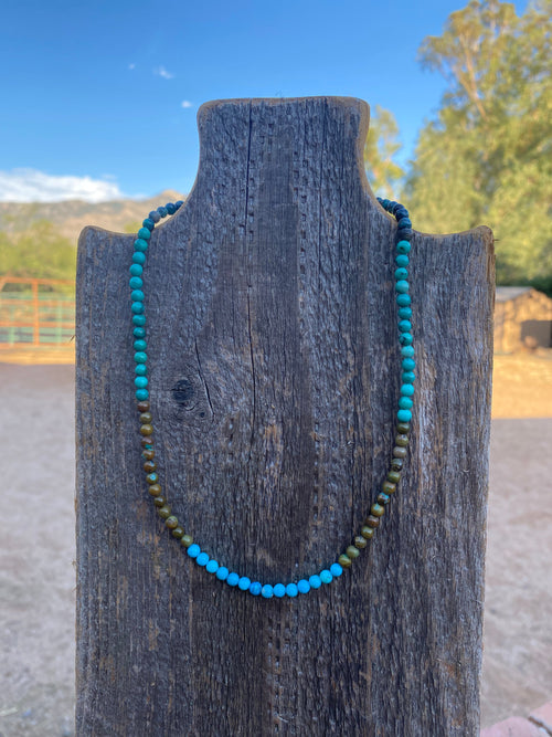 Navajo Multi Turquoise & Sterling Silver Beaded 16 Inch Necklace