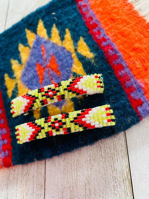 Navajo Handmade Beaded Barrette Set