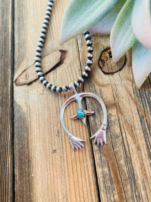 Navajo Sterling Silver & Turquoise Naja Pendant