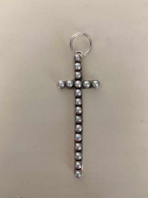 Handmade Sterling Silver & Fresh Water Pearl 4 inch Cross