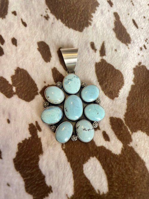 Navajo Golden Hills Turquoise & Sterling Silver Pendant Signed