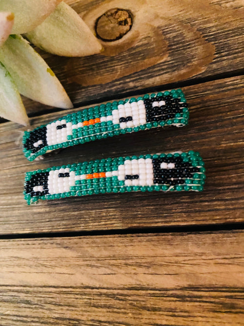 Navajo Handmade Beaded Barrette Set