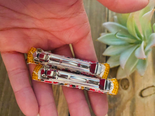 Navajo Handmade Beaded Barrette Set