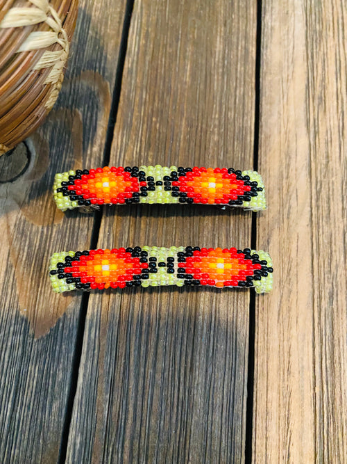 Navajo Handmade Beaded Barrette Set