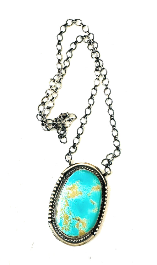 Navajo Sterling Silver & Kingman Turquoise Necklace