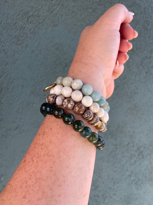 Handmade Beaded Stretch Bracelet White Howlite